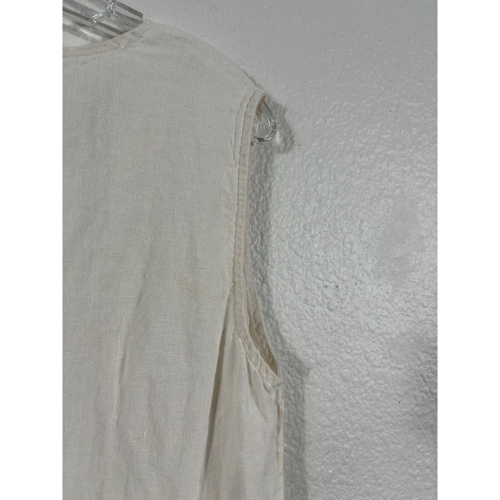 Match Point Dress Womens Small White Linen Sleeveless V-Neck Pockets - Picture 7 of 12